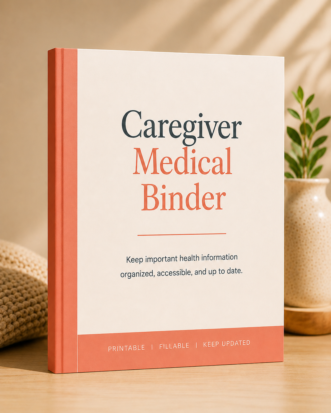 Caregiver Medical Binder — printable digital organizer for tracking medical records, appointments, medications, and healthcare contacts

