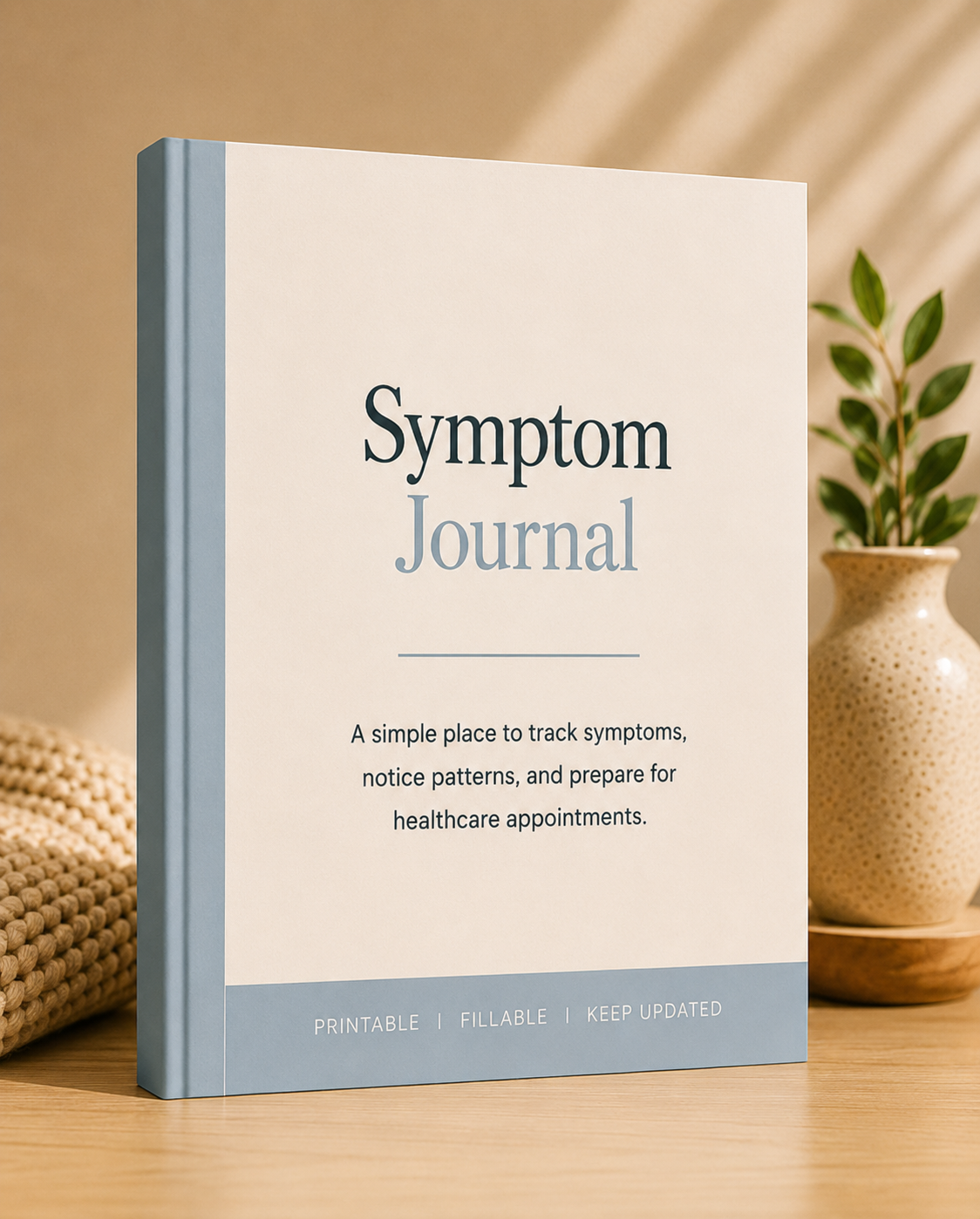 Symptom Journal — printable digital health tracker for recording daily symptoms, triggers, and medical observations
